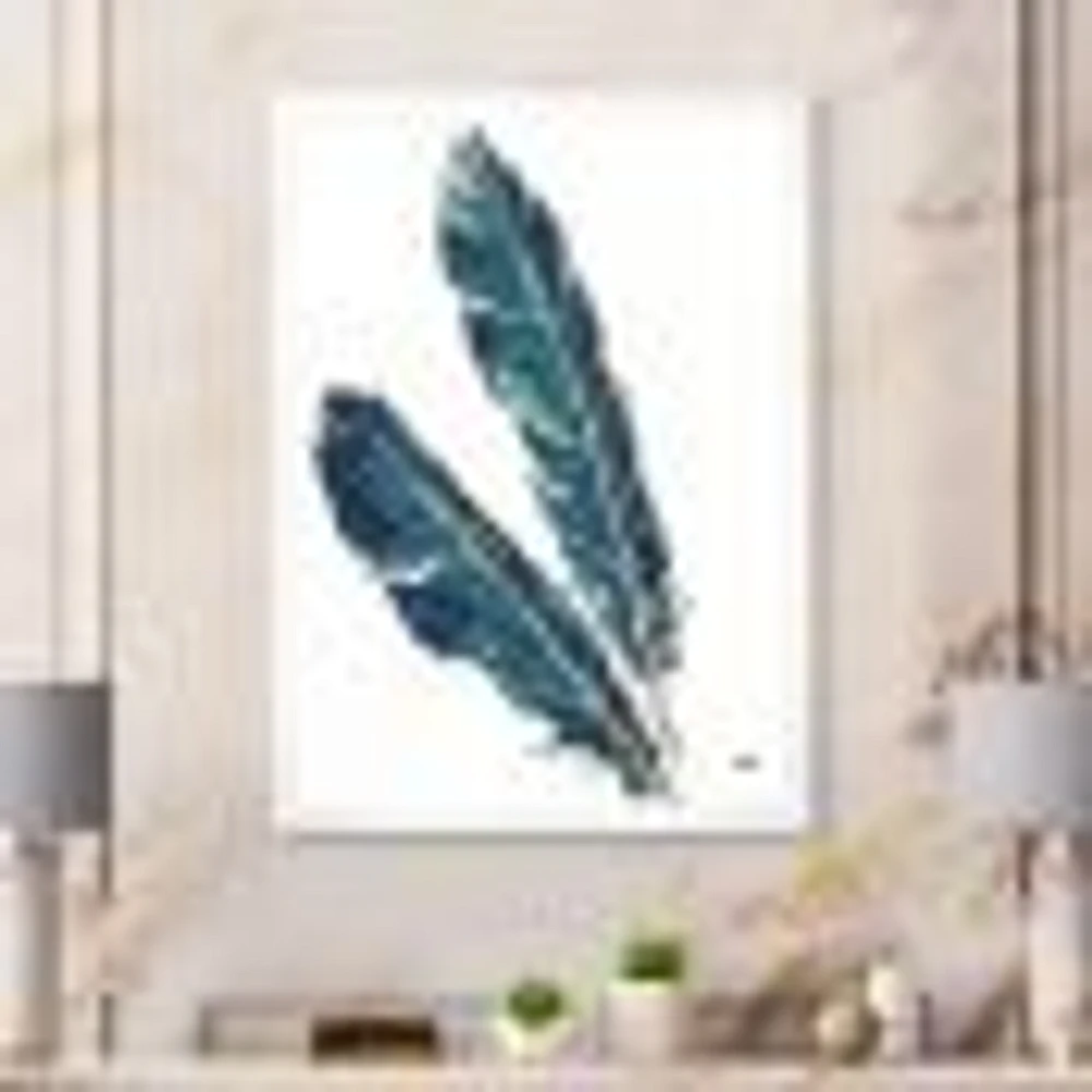 Gold Indigo Feathers III  Wall Art