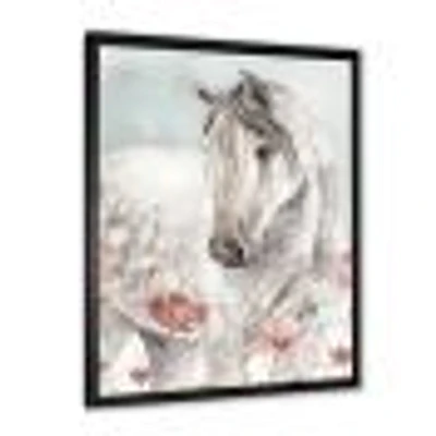 Watercolors Pink Wild Horses II  Wall Art