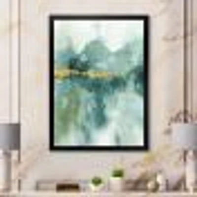 Blue Watercolor Impression with Gold  Wall Art