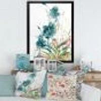 Wild Blue Abstract Farmhouse Flowers Wall Art