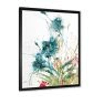 Wild Blue Abstract Farmhouse Flowers Wall Art