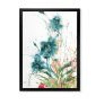 Wild Blue Abstract Farmhouse Flowers Wall Art