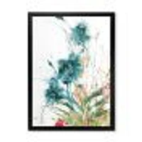 Wild Blue Abstract Farmhouse Flowers Wall Art