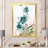 Wild Blue Abstract Farmhouse Flowers Wall Art