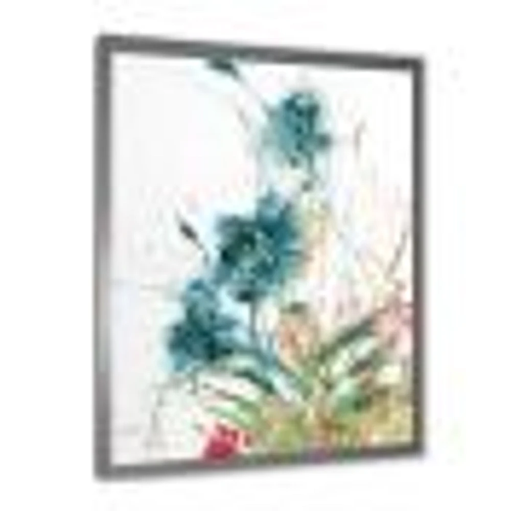 Wild Blue Abstract Farmhouse Flowers Wall Art