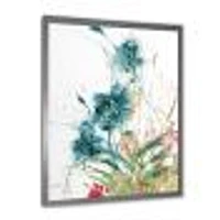 Wild Blue Abstract Farmhouse Flowers Wall Art