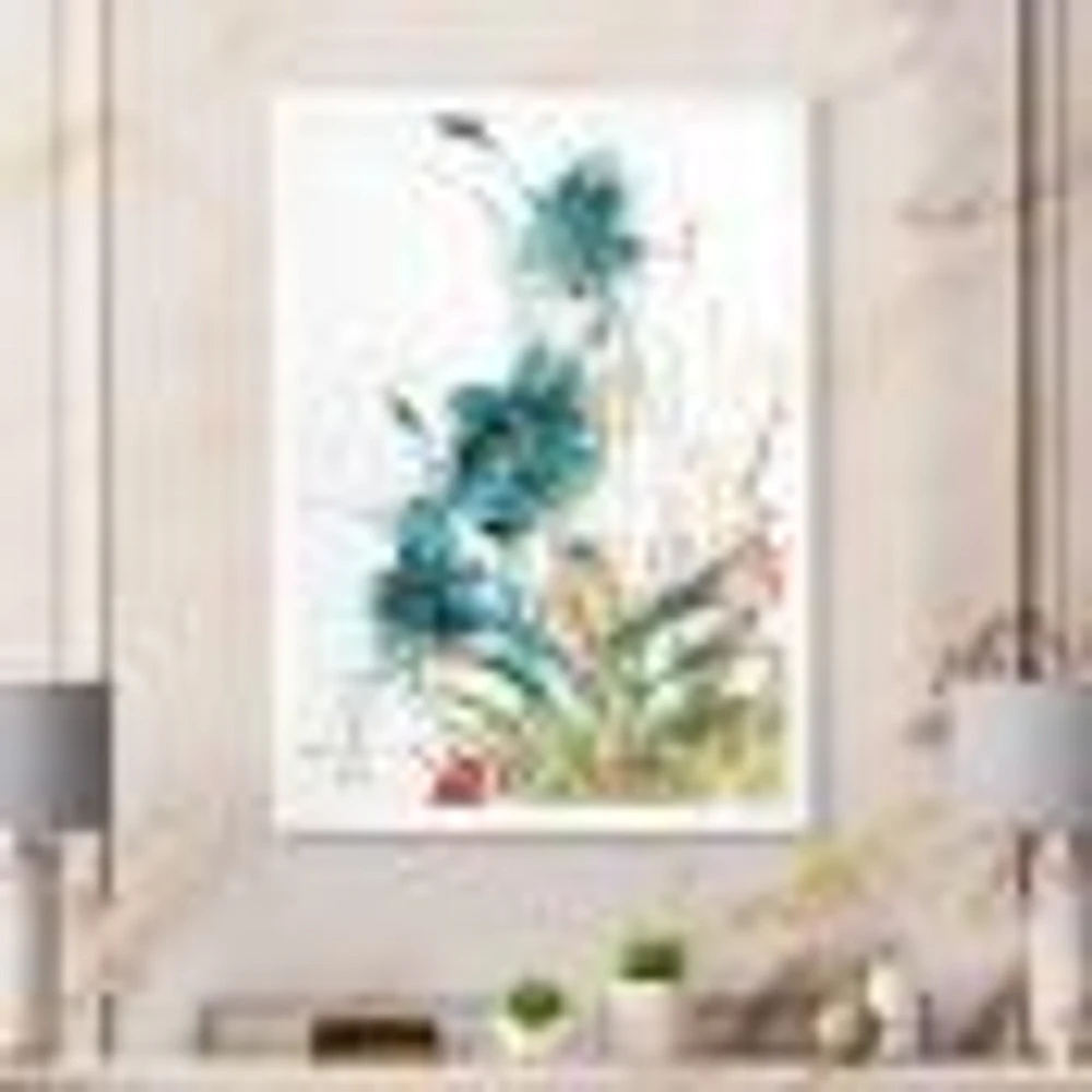 Wild Blue Abstract Farmhouse Flowers Wall Art