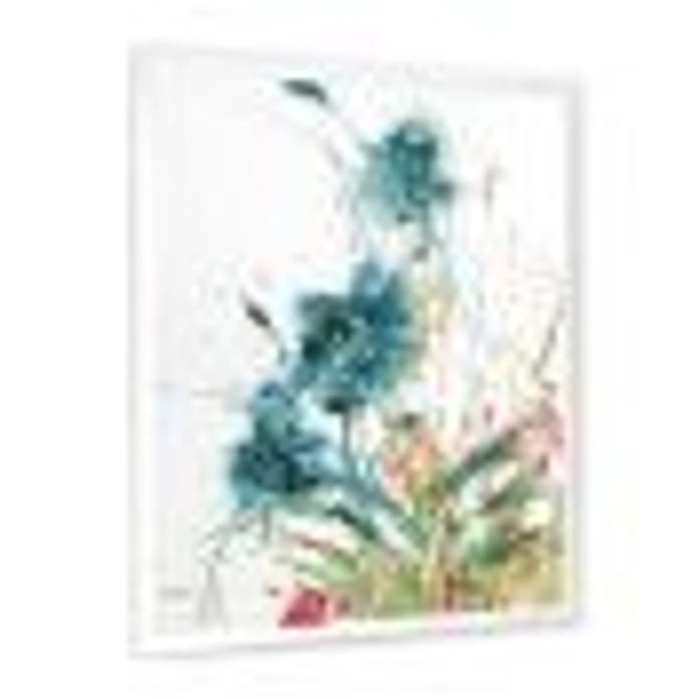 Wild Blue Abstract Farmhouse Flowers Wall Art