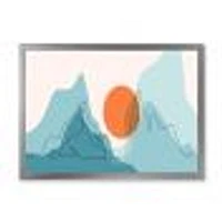 Red Moon Over Abstract Blue Mountains I  Wall Art