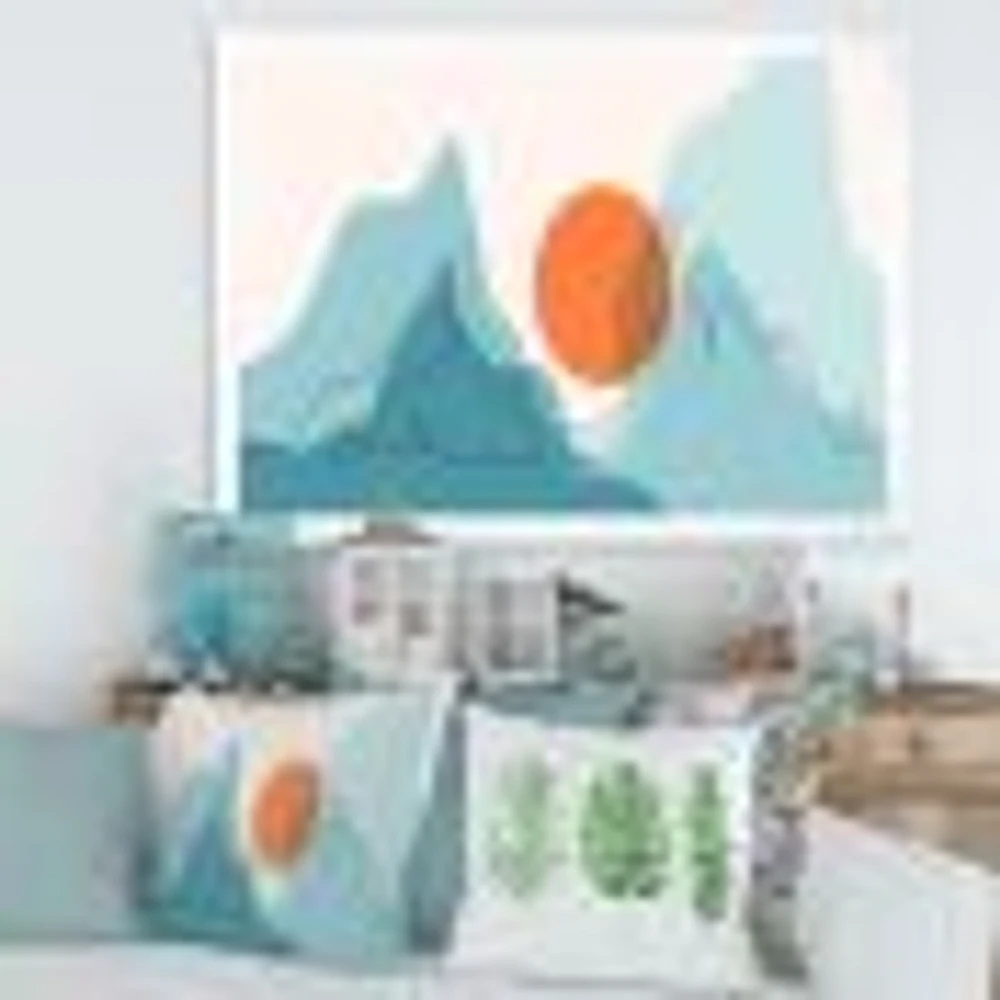 Toile « Red Moon Over Abstract Blue Mountains I