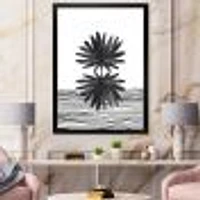 Black and White Tropical Leaf on Striped II  Wall Art