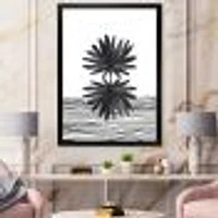 Black and White Tropical Leaf on Striped II  Wall Art