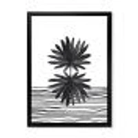 Black and White Tropical Leaf on Striped II  Wall Art