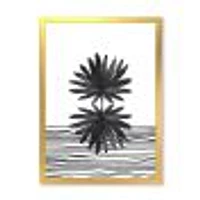 Black and White Tropical Leaf on Striped II  Wall Art