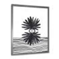 Black and White Tropical Leaf on Striped II  Wall Art