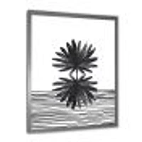 Black and White Tropical Leaf on Striped II  Wall Art