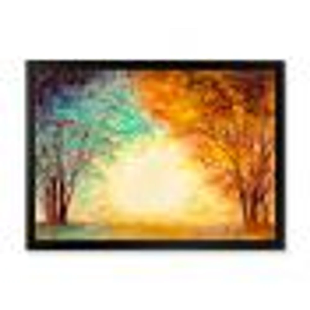 Toile « Alley Through The Park Autumn Sunset »