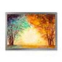 Toile « Alley Through The Park Autumn Sunset »