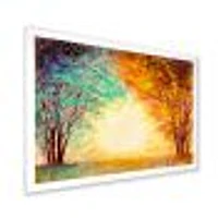 Toile « Alley Through The Park Autumn Sunset »