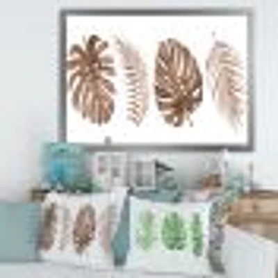 Tropical Monstera and Palm Leaf Terracotta  Wall Art