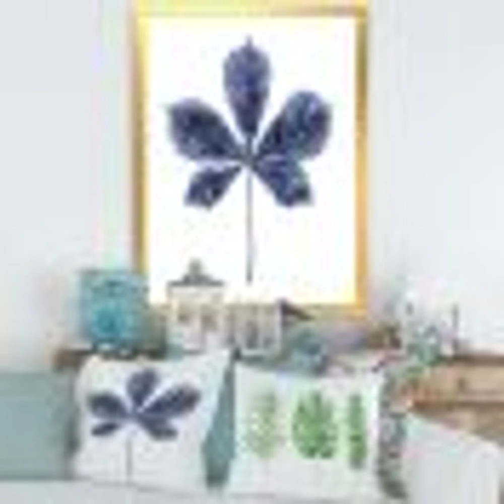 Navy Blue Chestnut Leaf  Wall Art