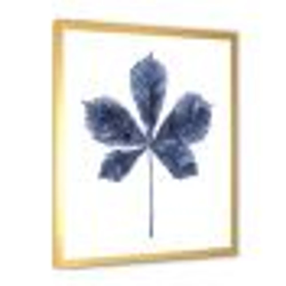 Navy Blue Chestnut Leaf  Wall Art