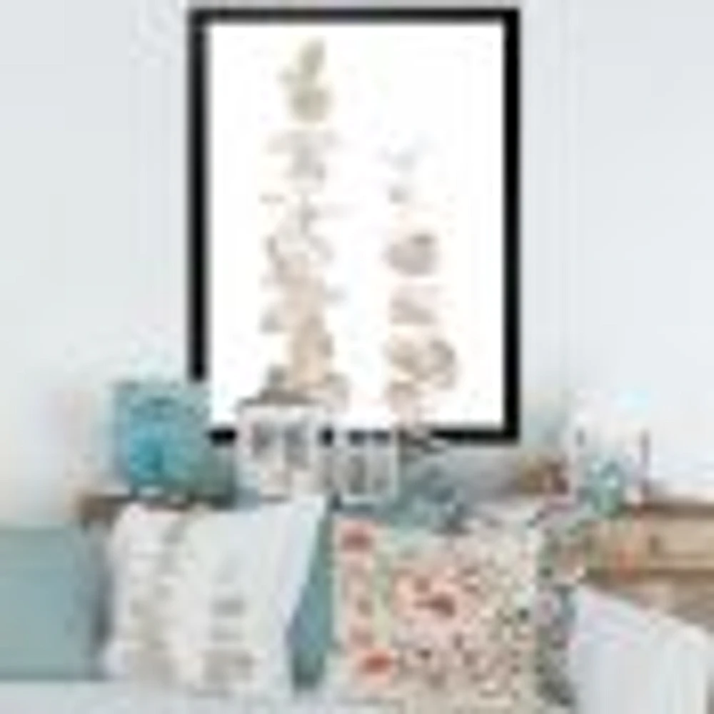 Beige Eucalyptus Branches on White  Wall Art