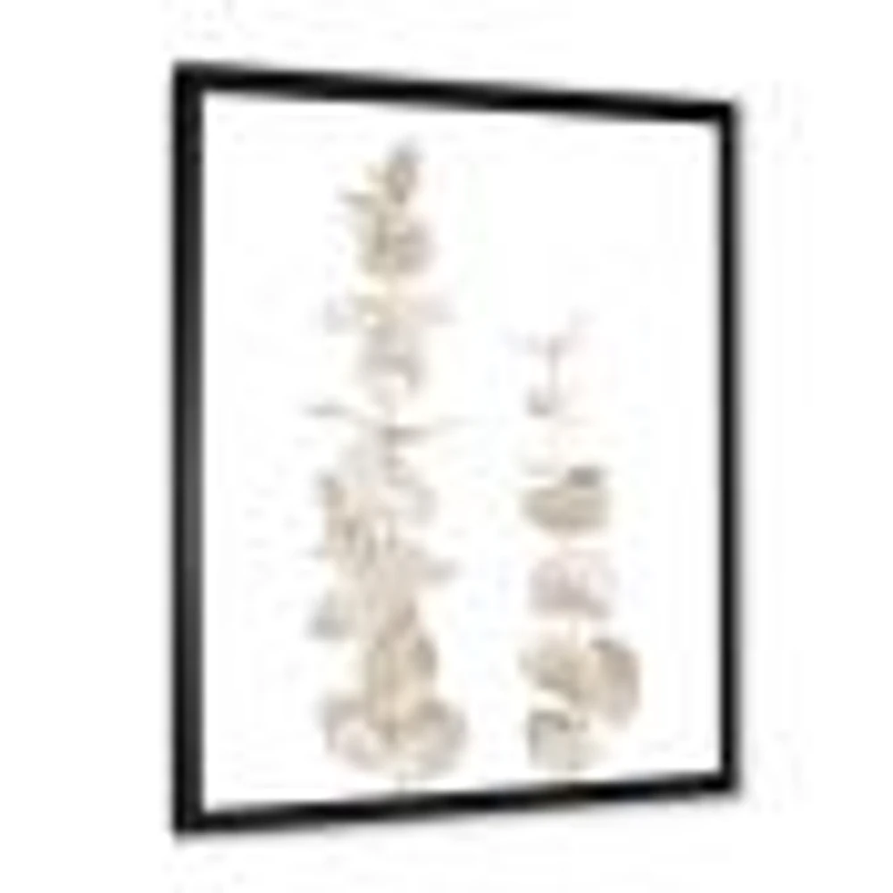 Beige Eucalyptus Branches on White  Wall Art