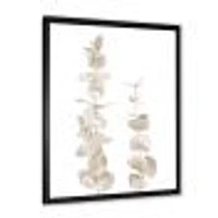 Beige Eucalyptus Branches on White  Wall Art