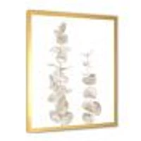 Beige Eucalyptus Branches on White  Wall Art