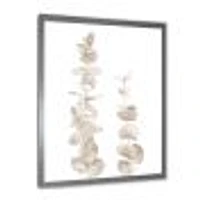 Beige Eucalyptus Branches on White  Wall Art