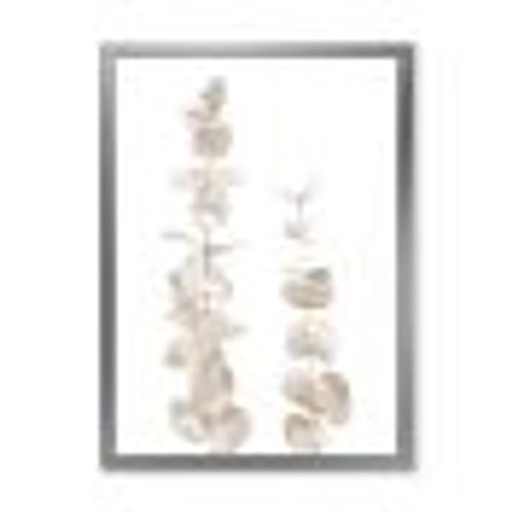 Beige Eucalyptus Branches on White  Wall Art