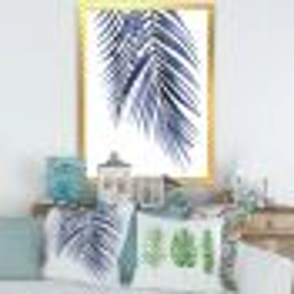 Toile « Blue Palm Leaves Abstract Tropical Branches »