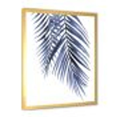 Blue Palm Leaves Abstract Tropical Branches  Wall Art