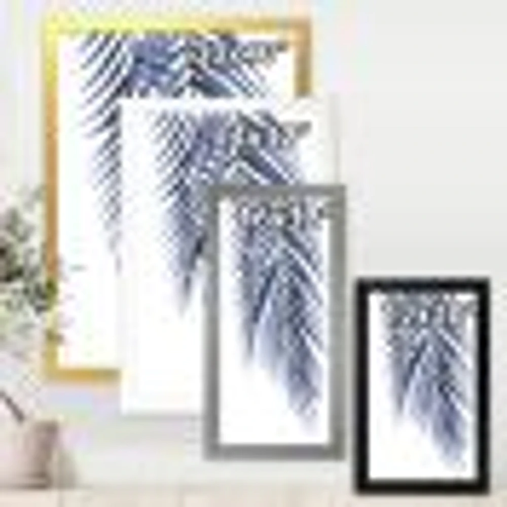 Toile « Blue Palm Leaves Abstract Tropical Branches »