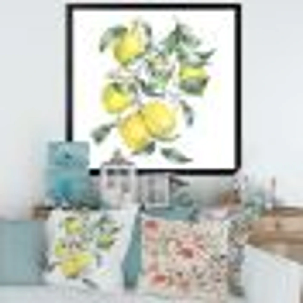 Branch of Yellow Lemons and Leaves I  Wall Art