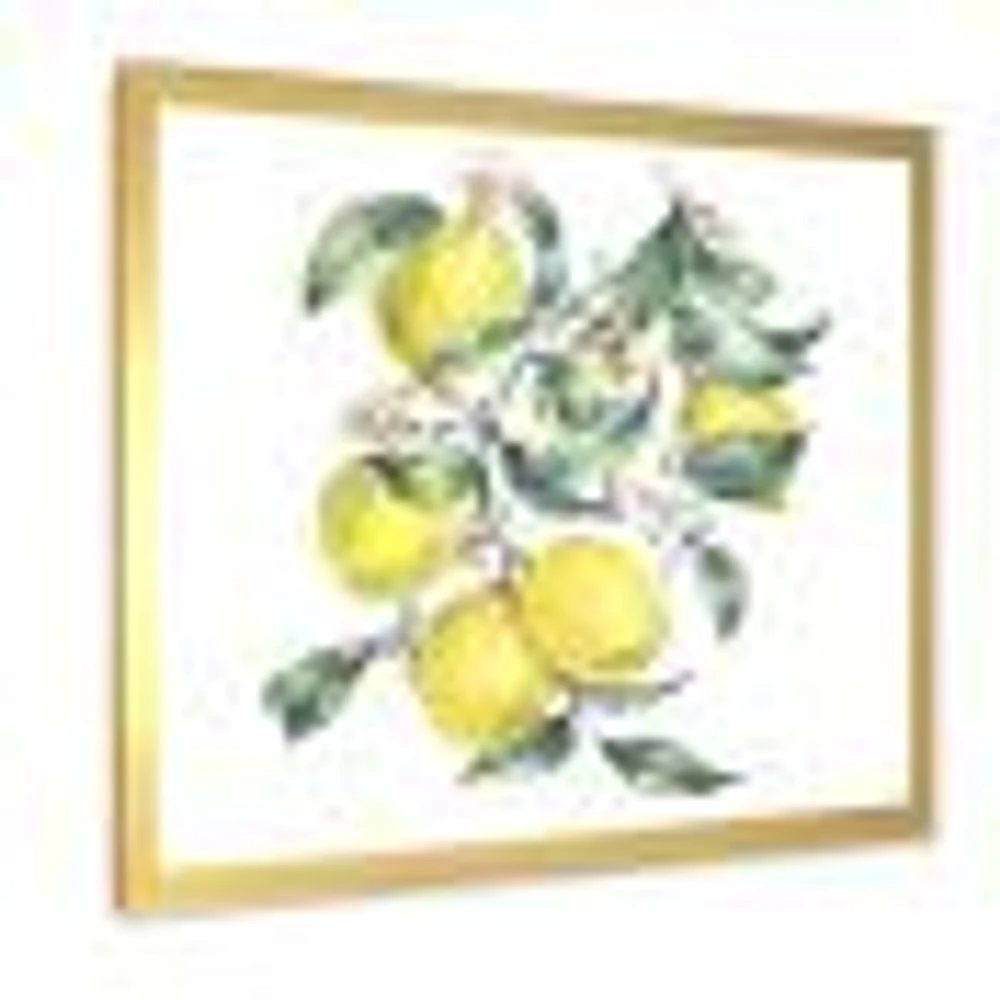 Branch of Yellow Lemons and Leaves I  Wall Art