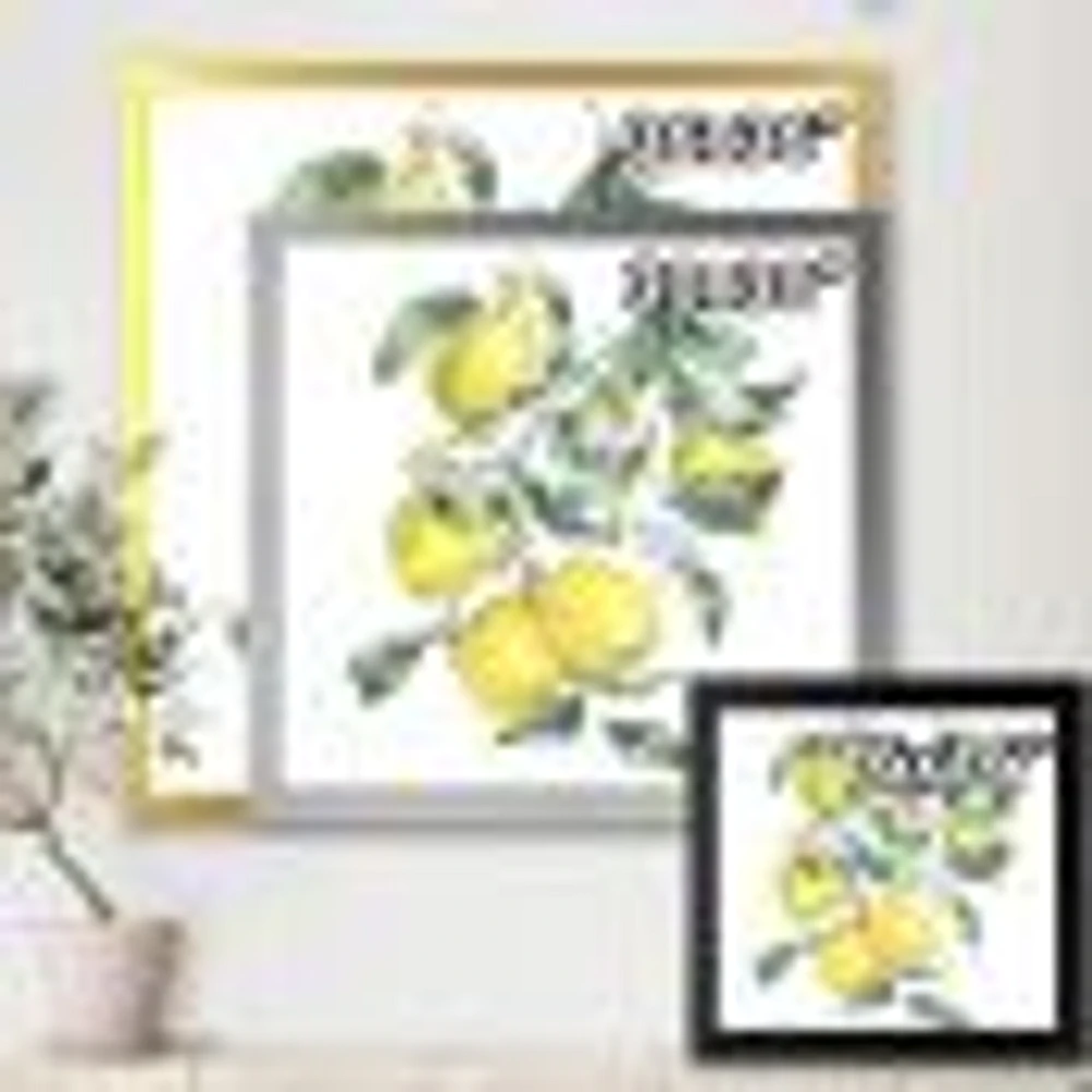 Branch of Yellow Lemons and Leaves I  Wall Art