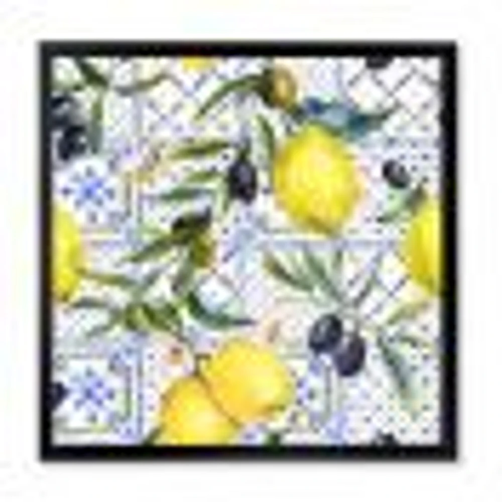 Toile « Lemon Ornament on Blue al Pattern III