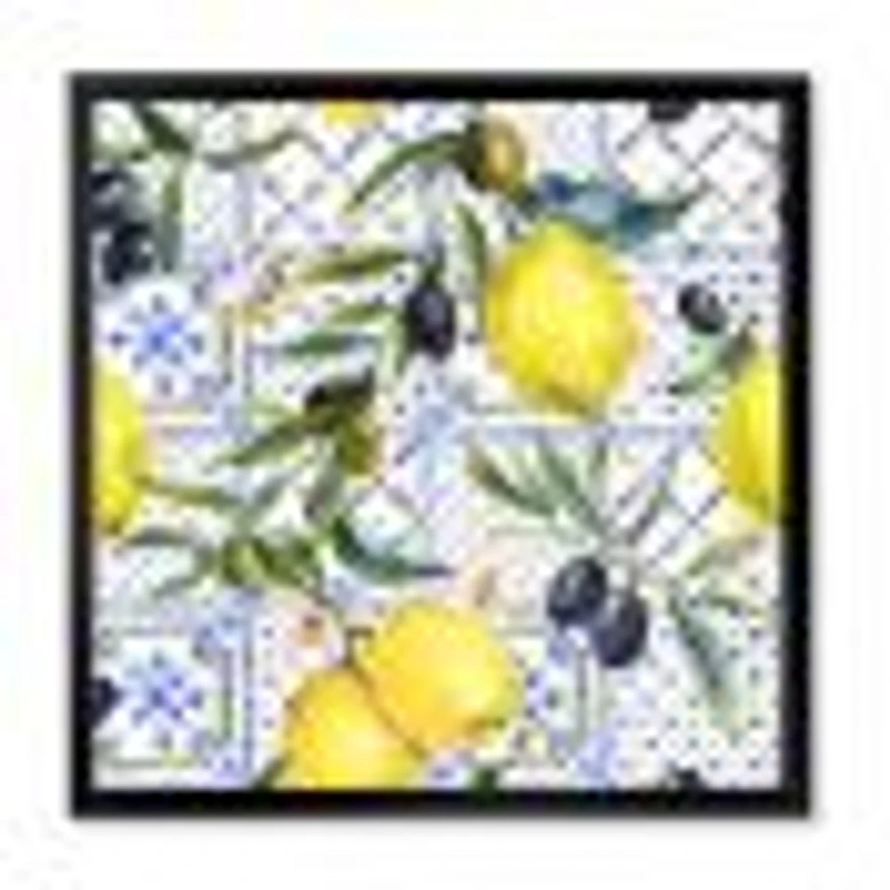 Toile « Lemon Ornament on Blue al Pattern III