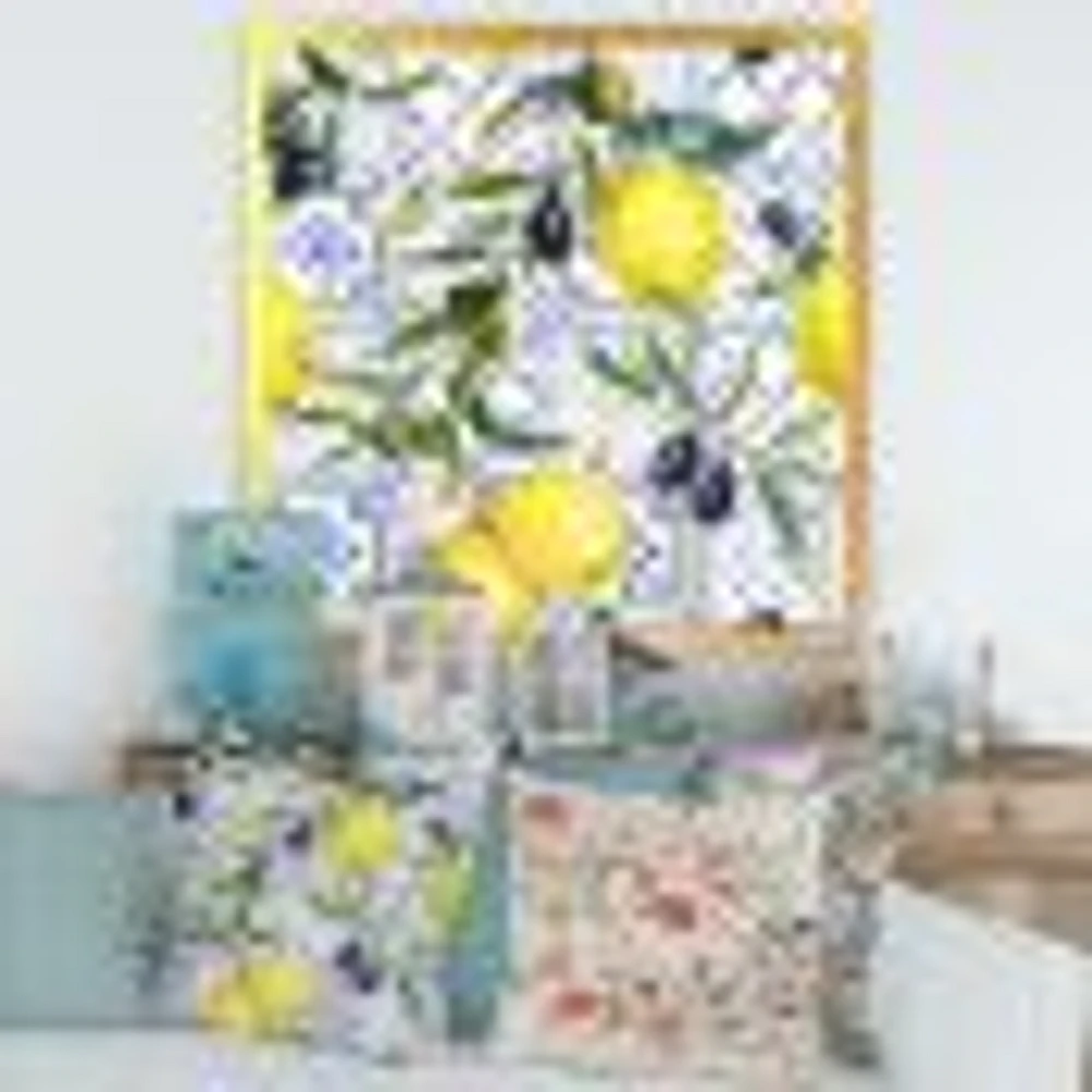 Toile « Lemon Ornament on Blue al Pattern III