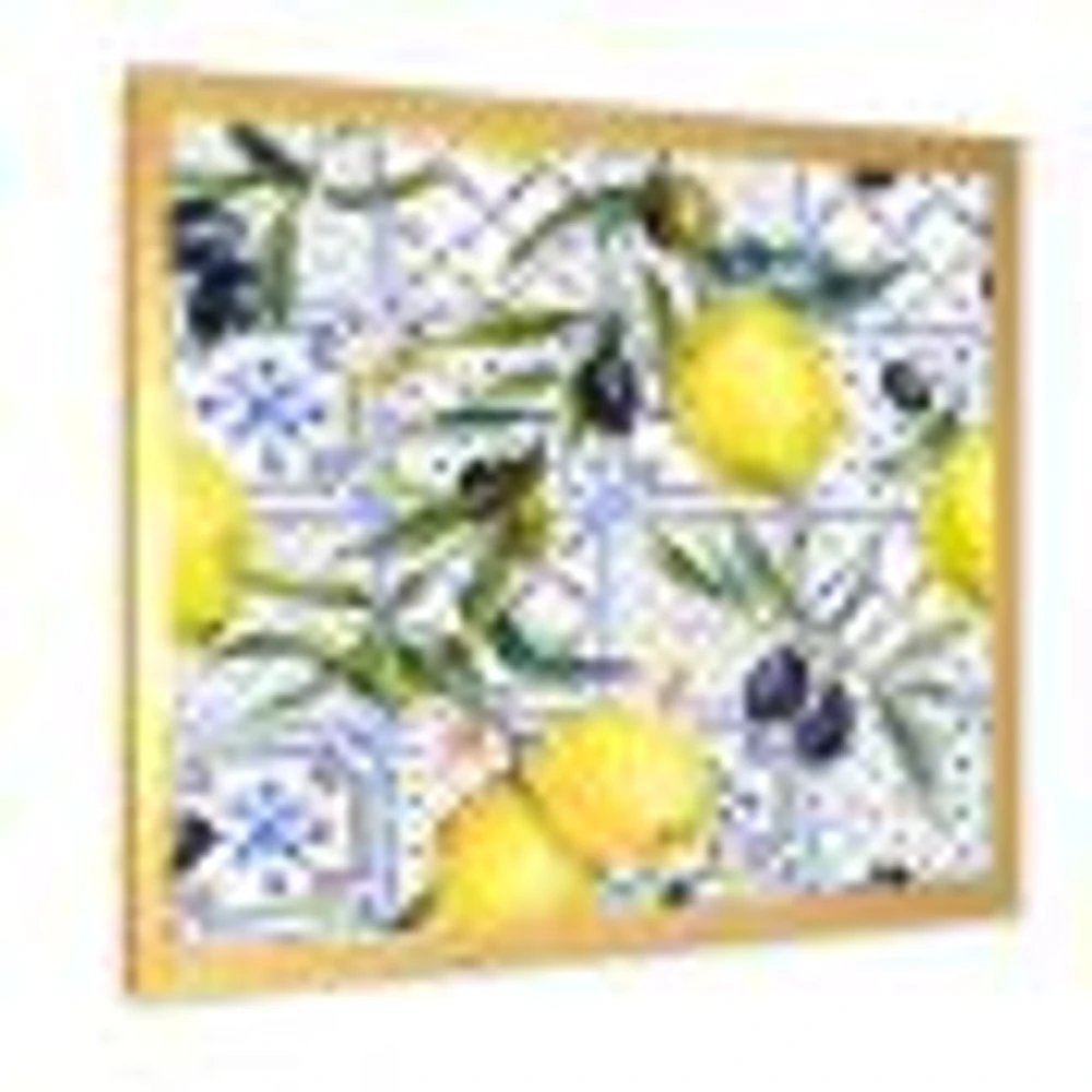 Toile « Lemon Ornament on Blue al Pattern III