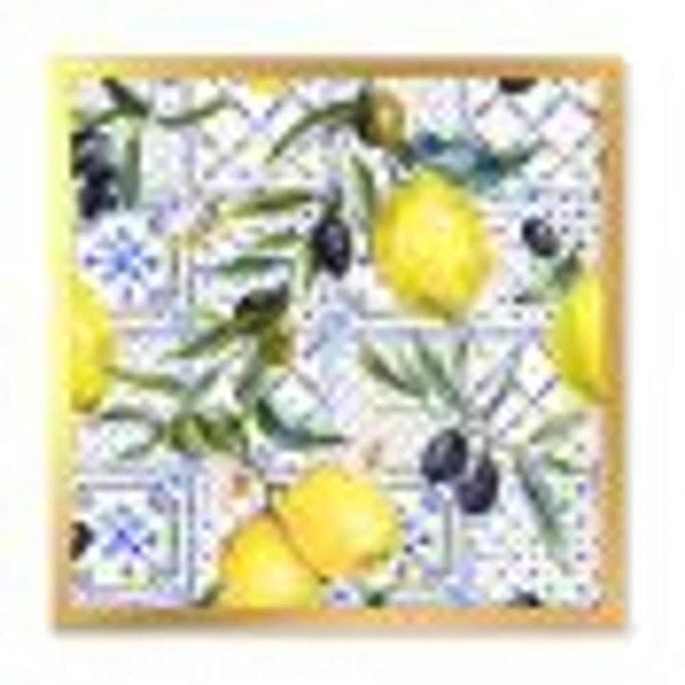 Toile « Lemon Ornament on Blue al Pattern III