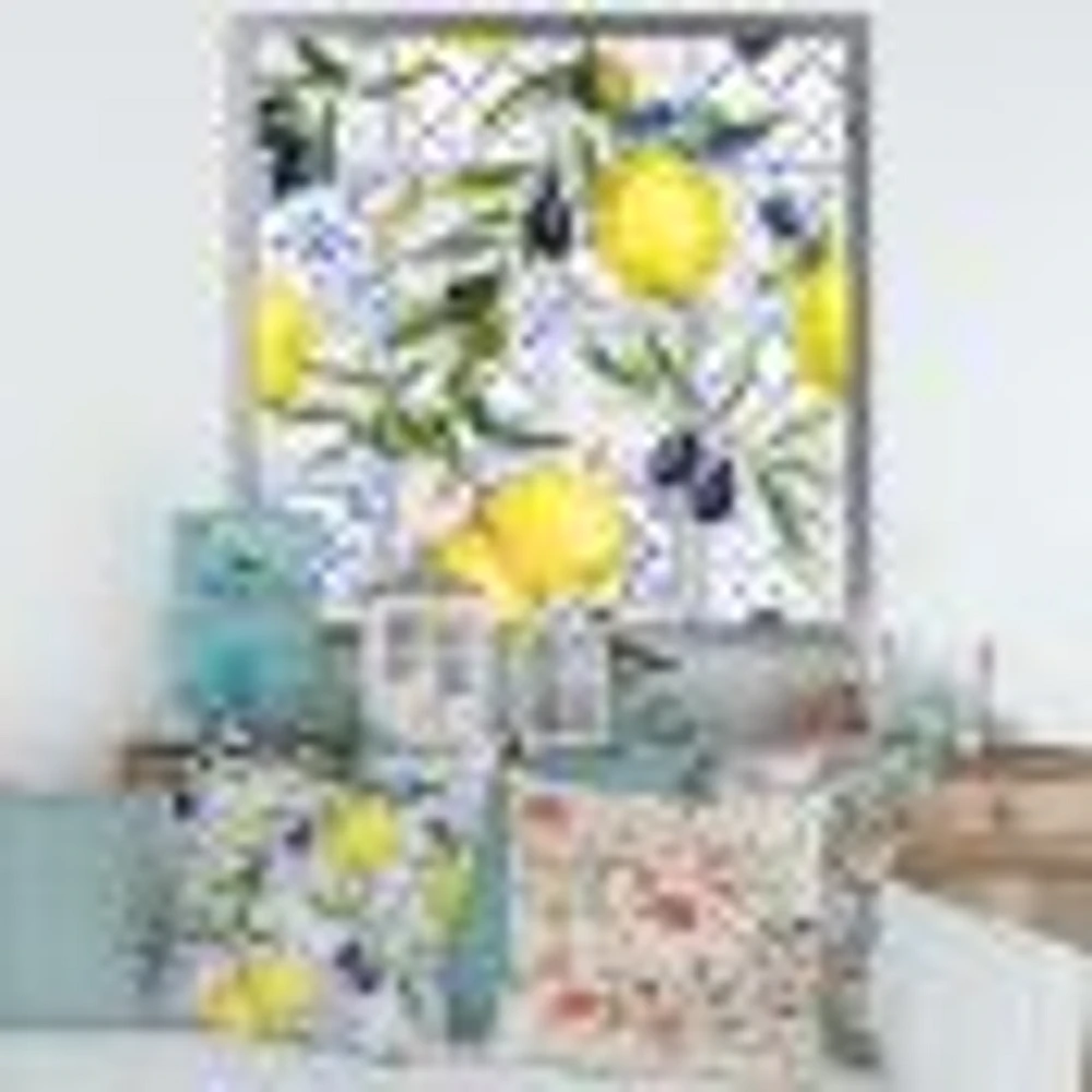 Toile « Lemon Ornament on Blue al Pattern III