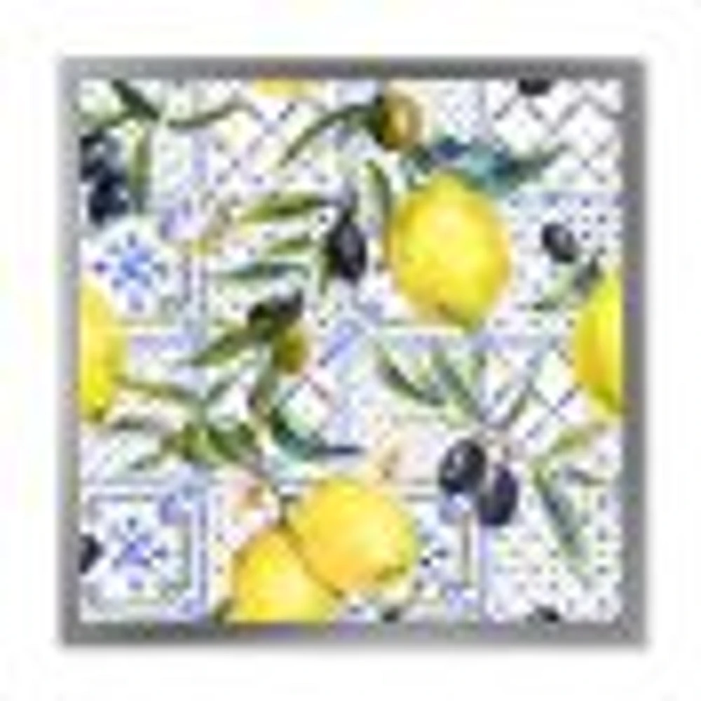 Toile « Lemon Ornament on Blue al Pattern III