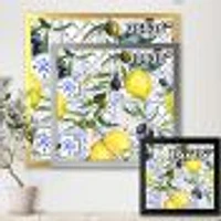 Toile « Lemon Ornament on Blue al Pattern III