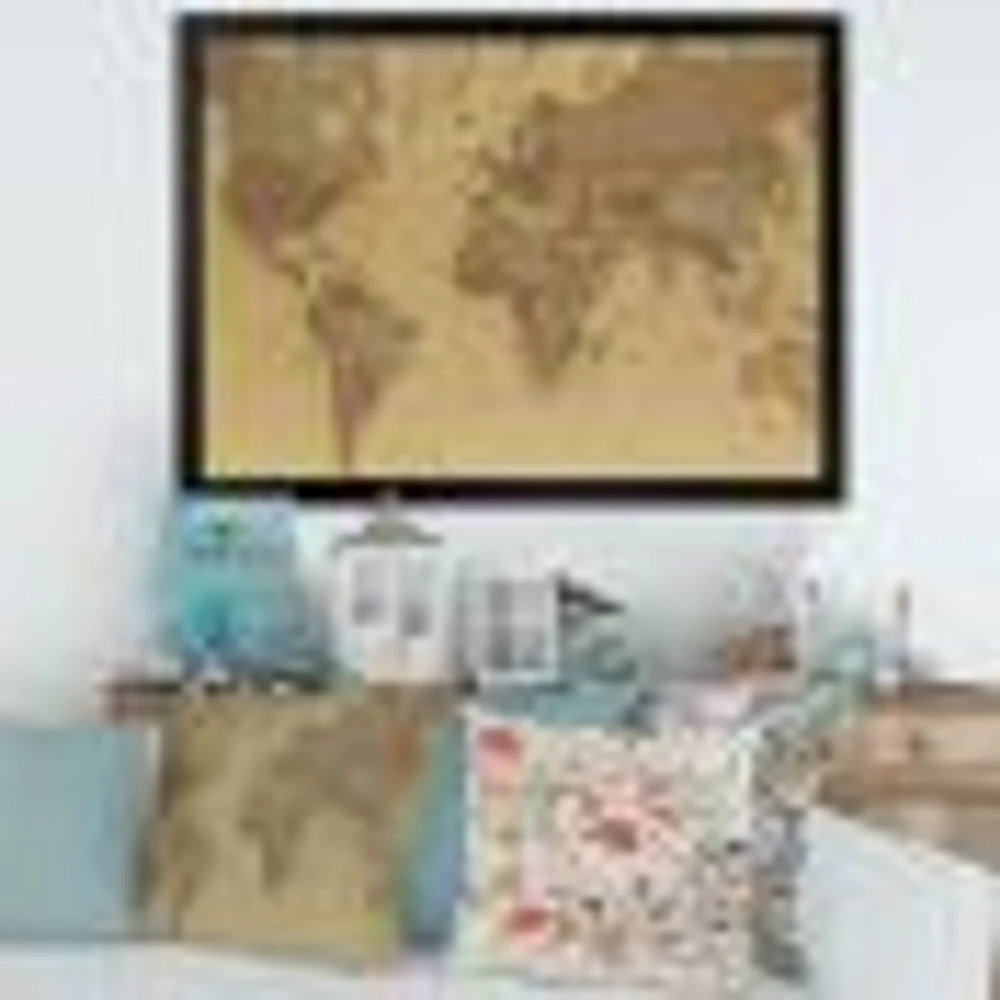 Ancient Map of The World III Canvas Wall Art