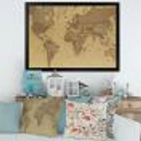 Ancient Map of The World III Canvas Wall Art