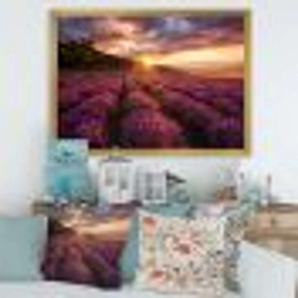 Sunrise & Dramatic Clouds Over Lavender Field IV  Wall Art