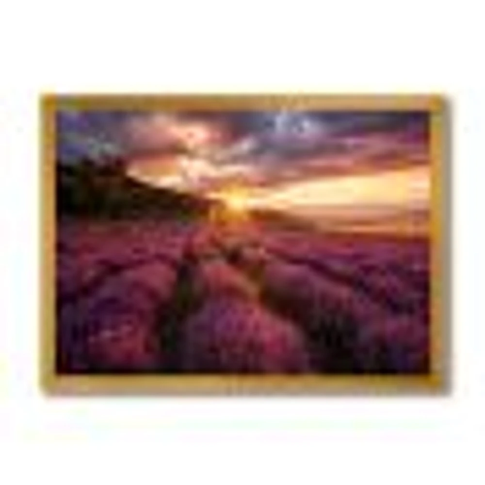 Sunrise & Dramatic Clouds Over Lavender Field IV  Wall Art